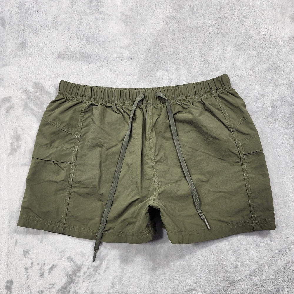 Layer 8 Shorts Womens M Green Nylon Qwick Dry Cargo Elastic Waist 4 In Casual